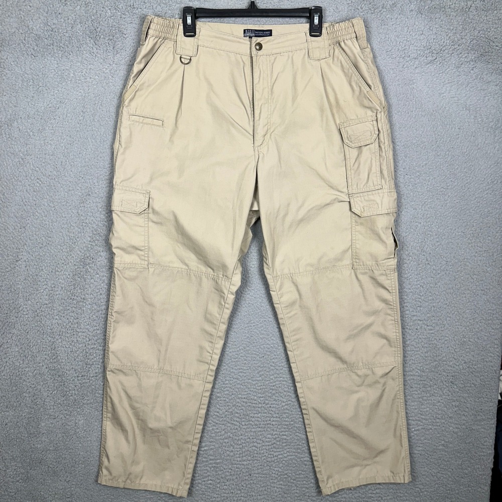 5.11 Tactical Pants Mens 40X32 Tan Ripstop Cargo Utility Workwear Stretch Waist